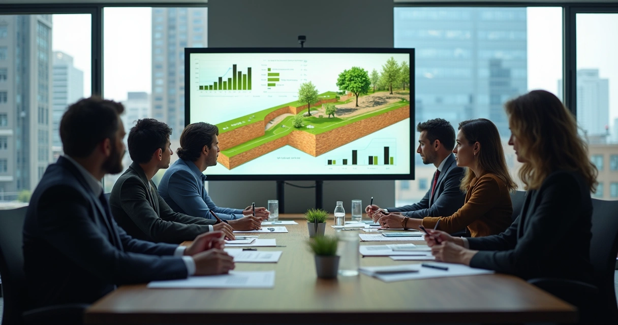 Reunião de comissão de sustentabilidade discutindo resíduos urbanos 