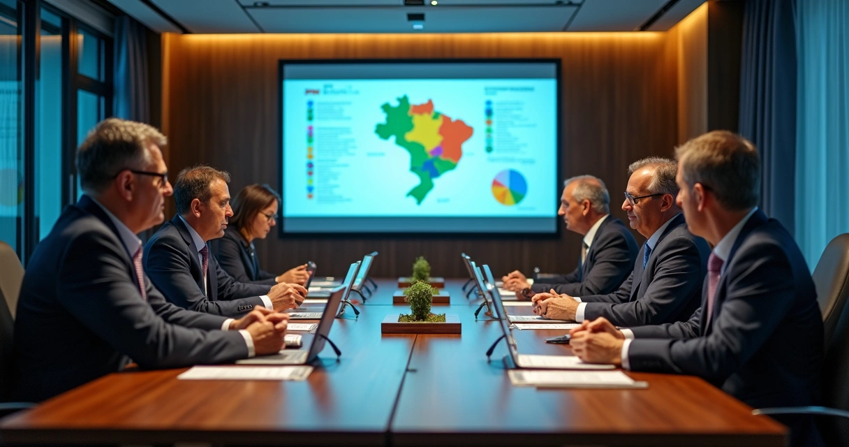 Representantes discutindo em mesa redonda sobre harmonização fiscal