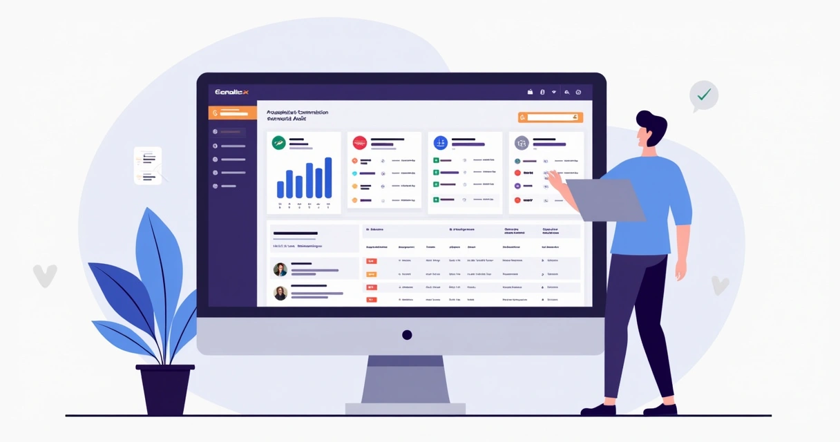 Dashboard showing partner commissions and audit logs 