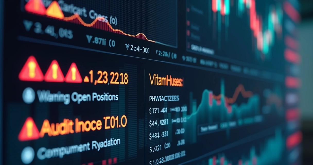 Commodities trading screen with error alerts and compliance notifications 