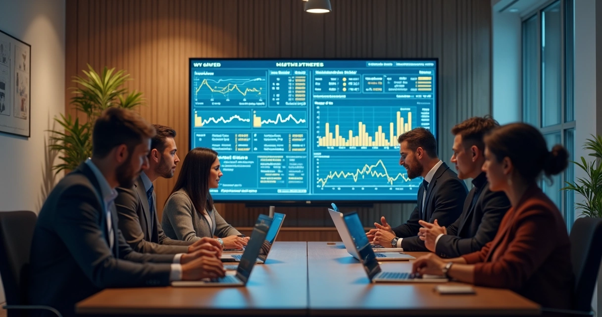 Business team analyzing commodity hedge strategy 