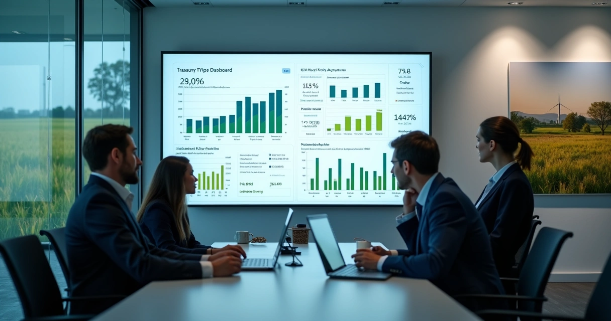 Digital dashboard showing commodity portfolio risk metrics and charts