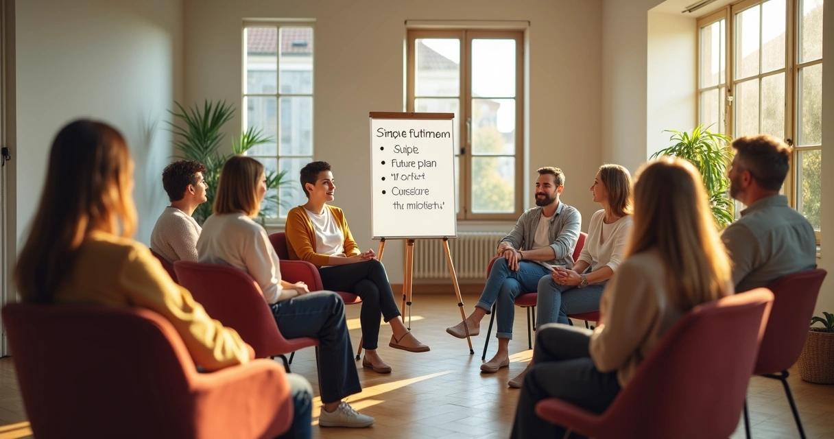 People in a circle discussing a shared future plan 