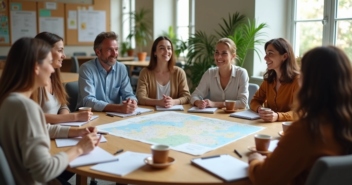 People in a circle planning a community project