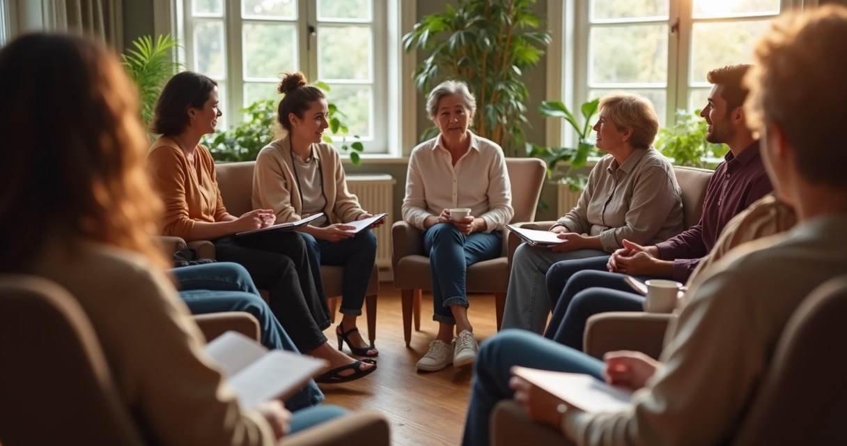 Community circle in quiet shared reflection