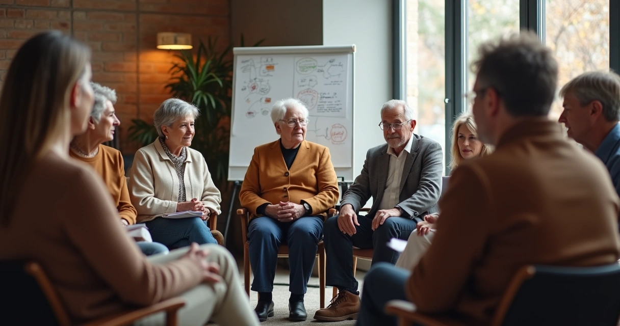 Community members sharing ideas in a group discussion