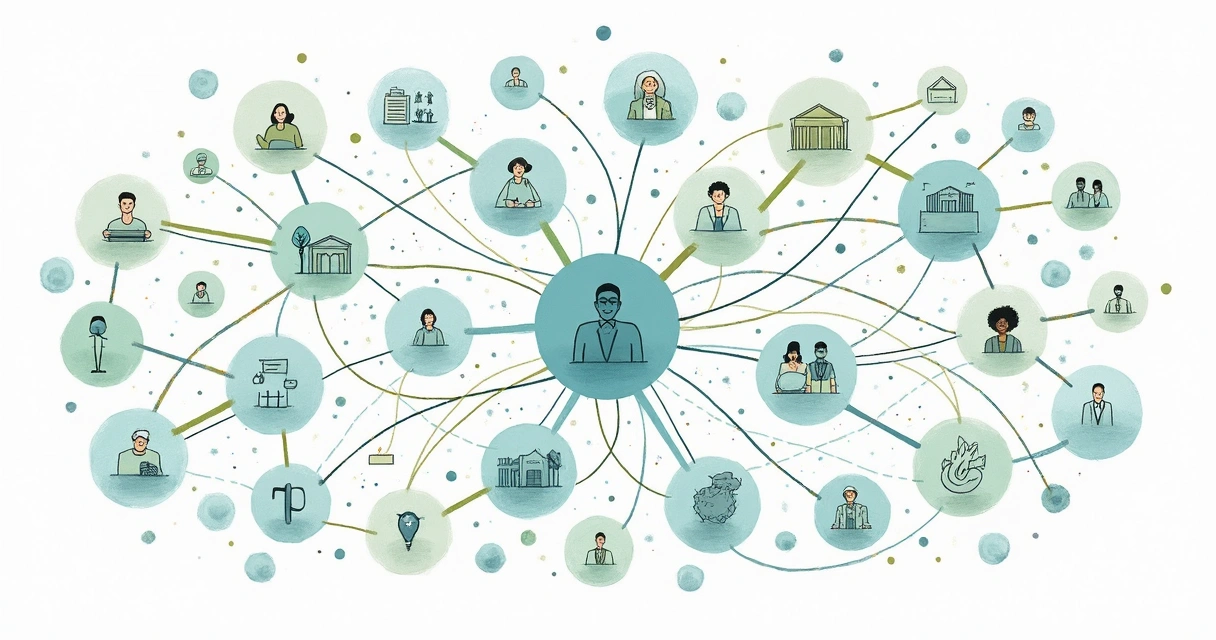 Network diagram showing community and project stakeholders