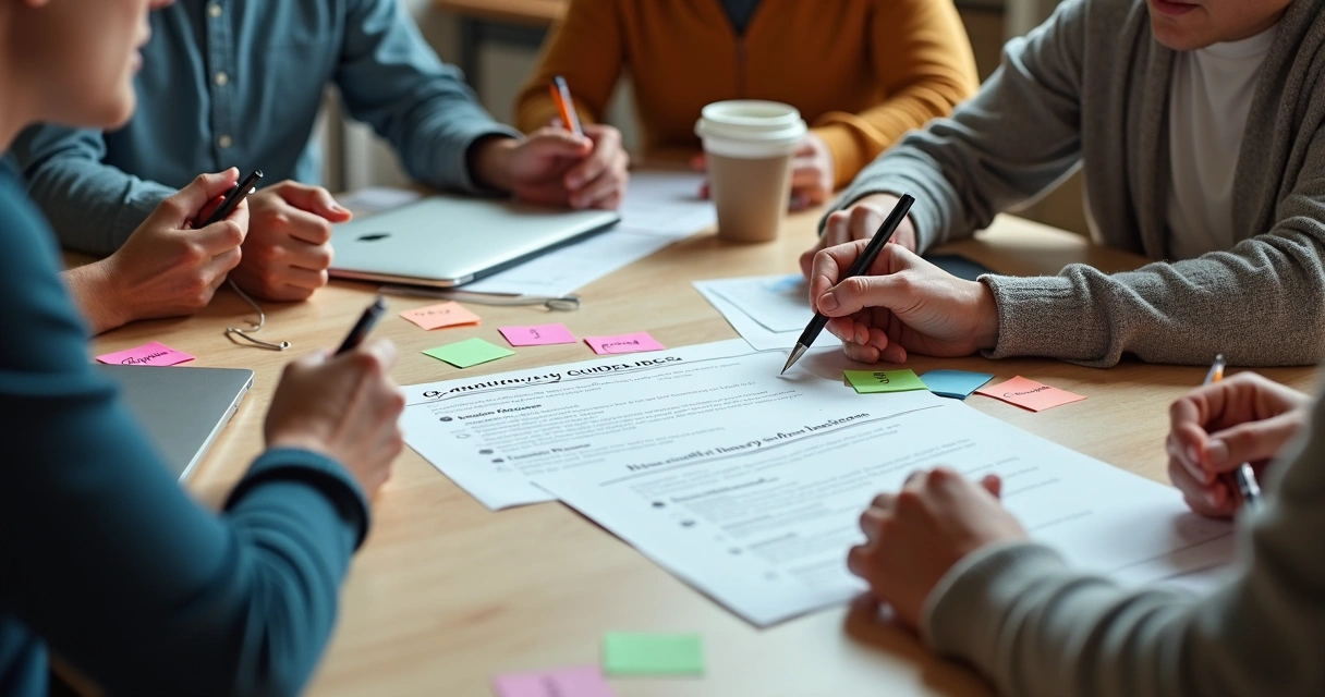 People updating community guidelines together 