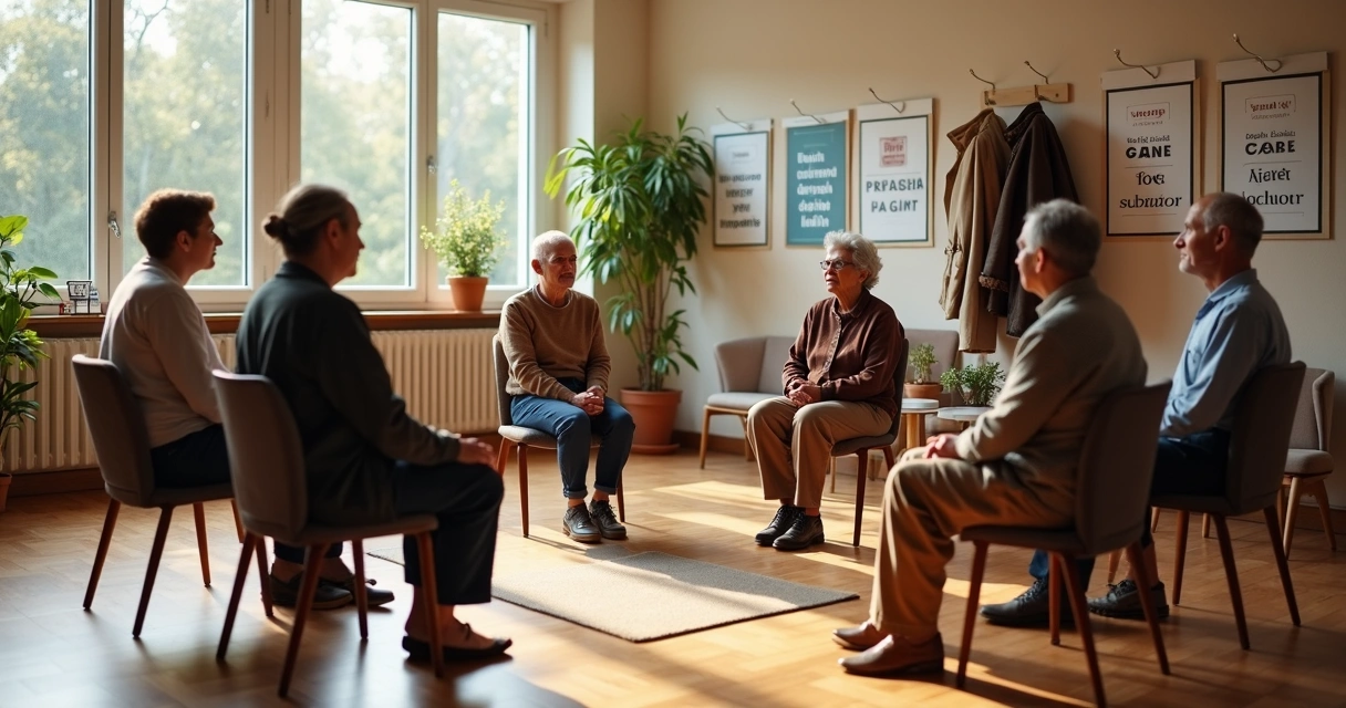Small community group in a mindful circle
