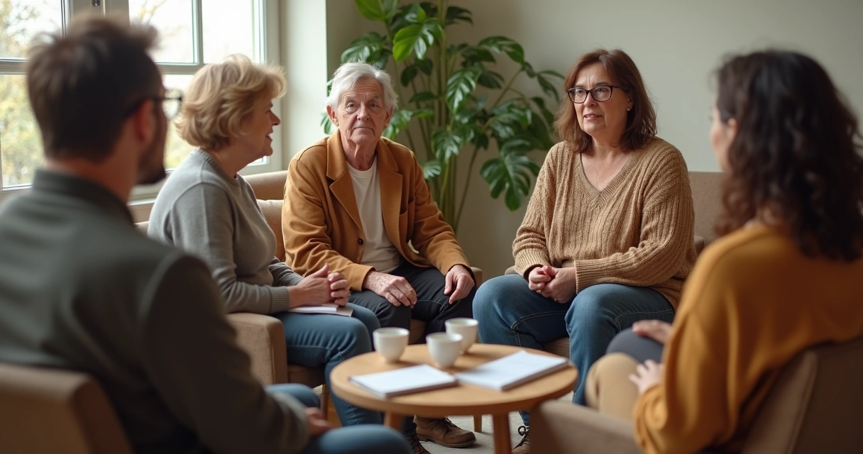 Small group having an open and supportive conversation 