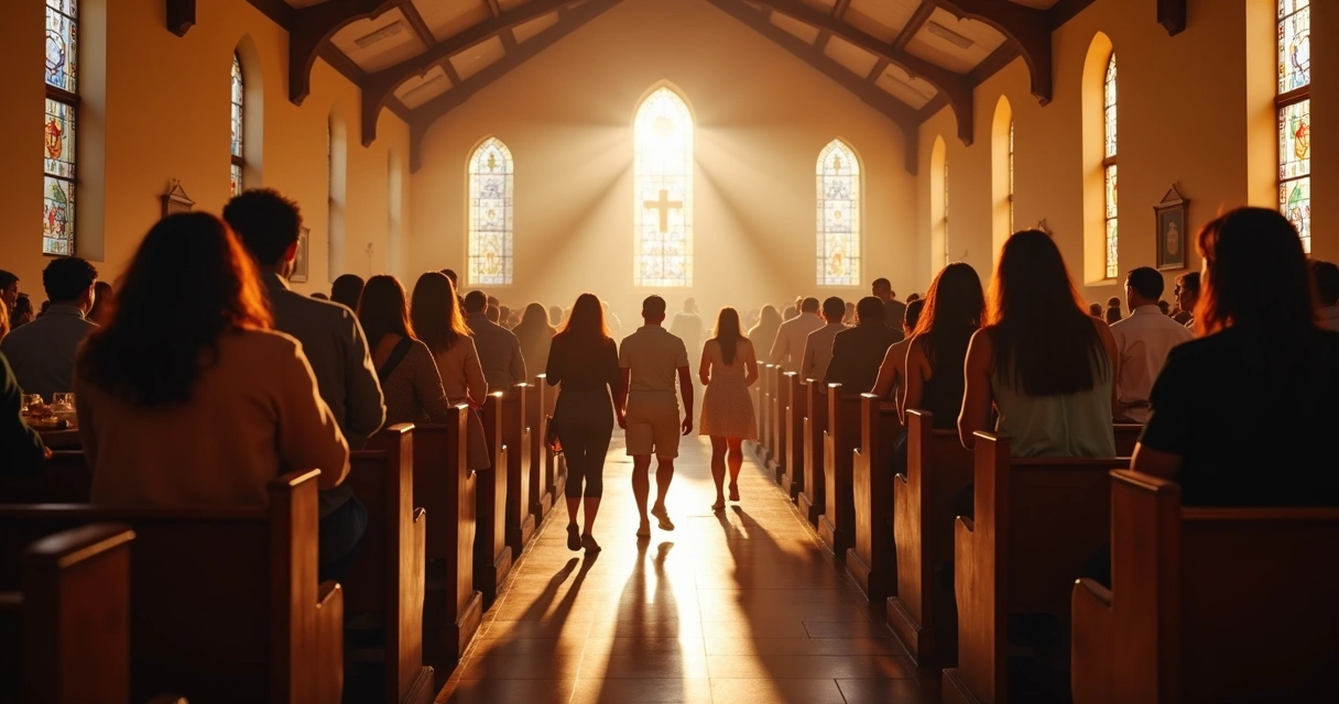 Group of people supporting each other in a church