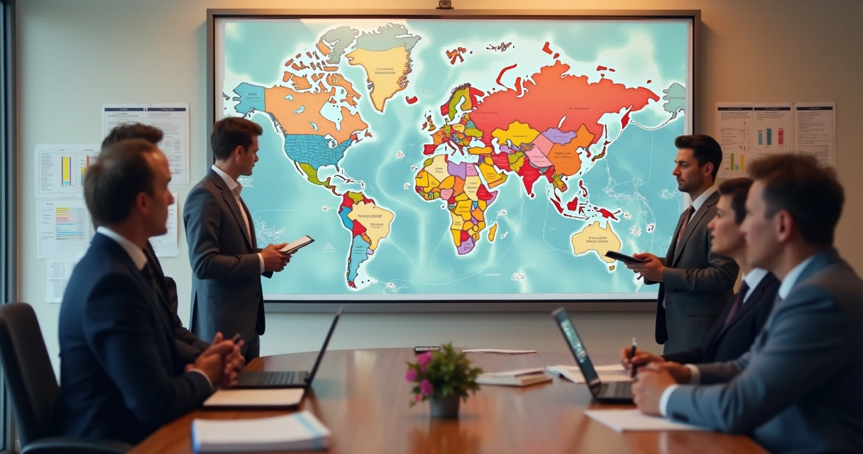 Officials studying a wall map of community trust patterns 