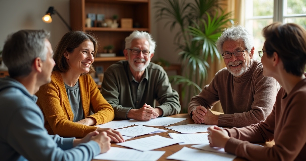 Group discussion sharing personal values and supporting each other 
