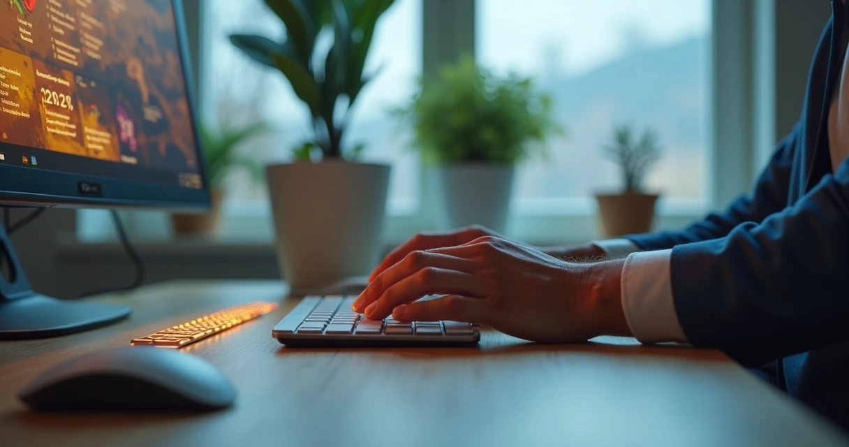 Usuário compactando arquivos em computador 
