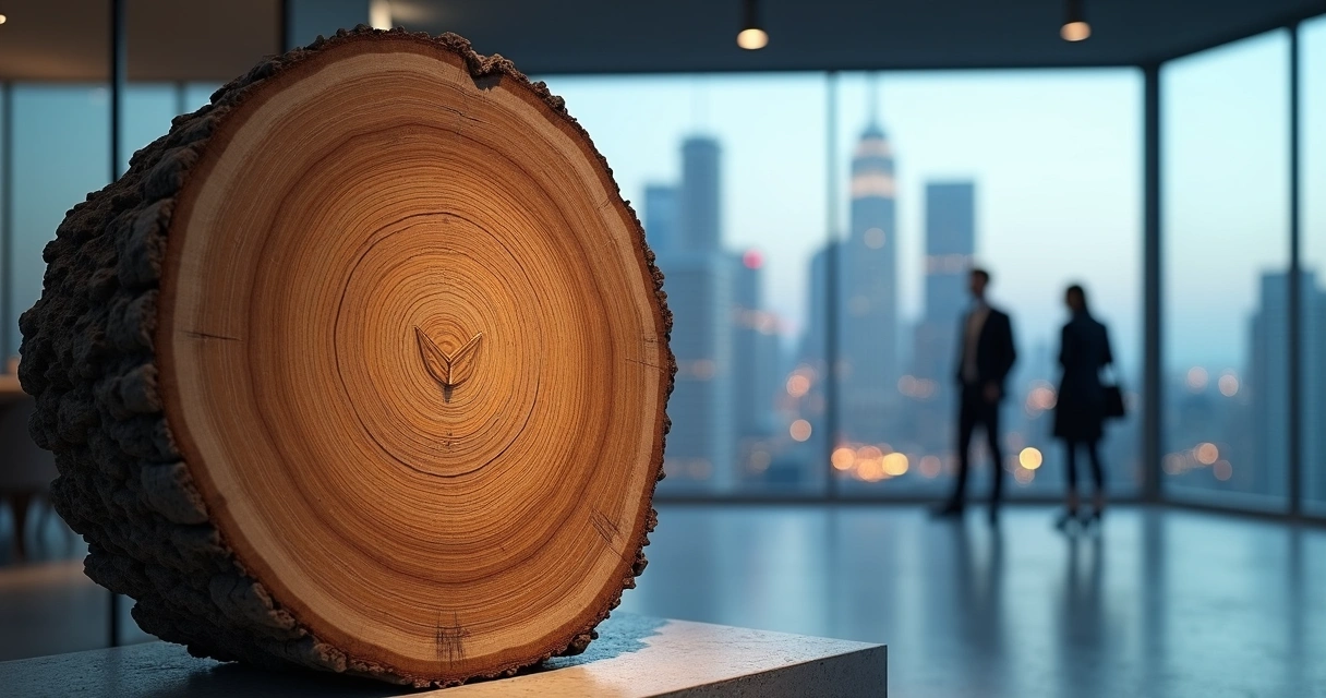 Cross section of a strong tree shaped like an office building core 