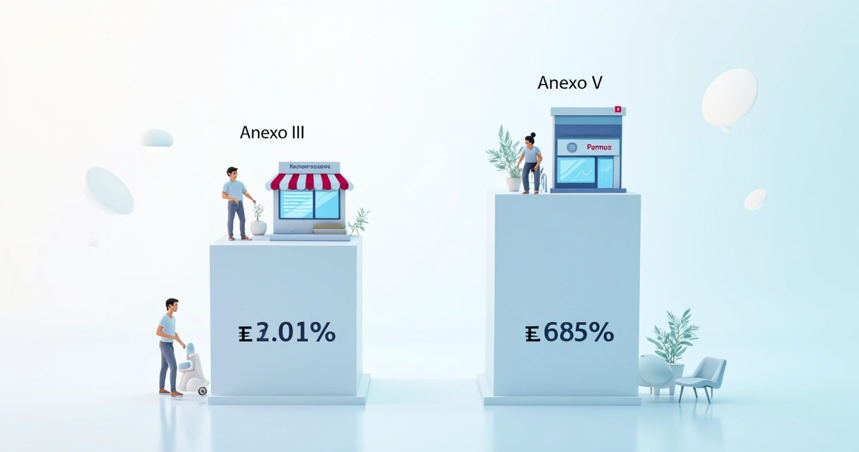 Comparação visual entre Anexo III e Anexo V para serviços 