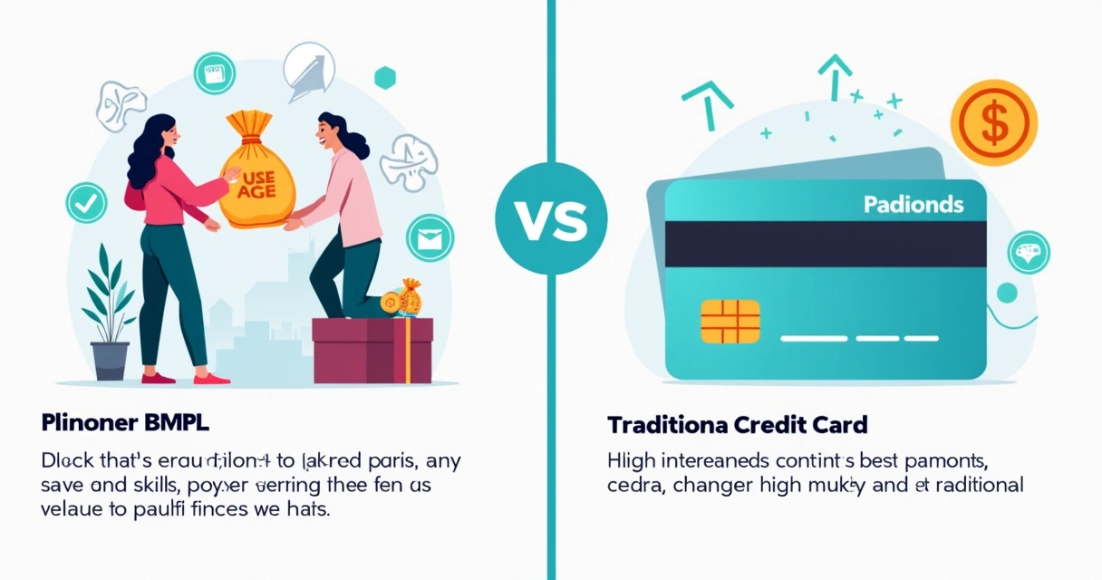 Gráfico ilustrando as diferenças entre BNPL e cartão de crédito. 