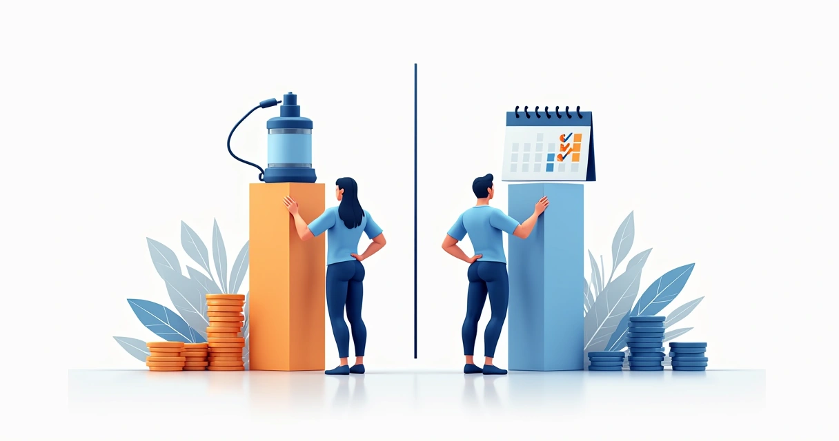 Gráfico comparando custos de bomba peniana e exercícios 