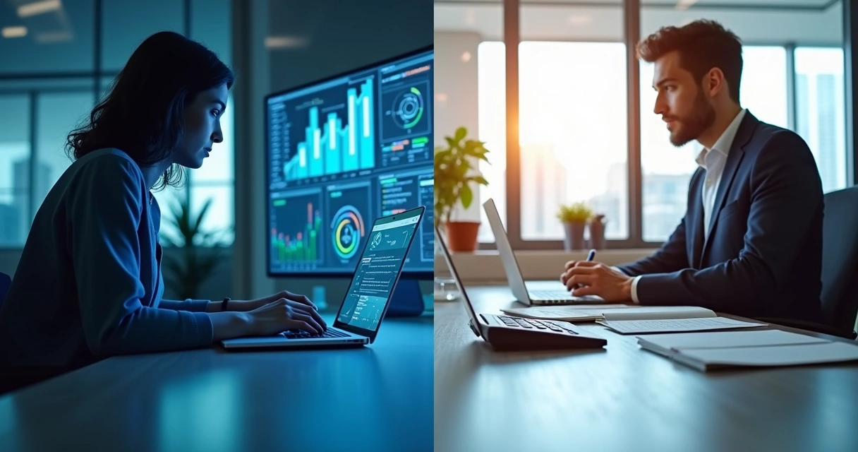 Comparação visual entre BPO financeiro e equipe interna