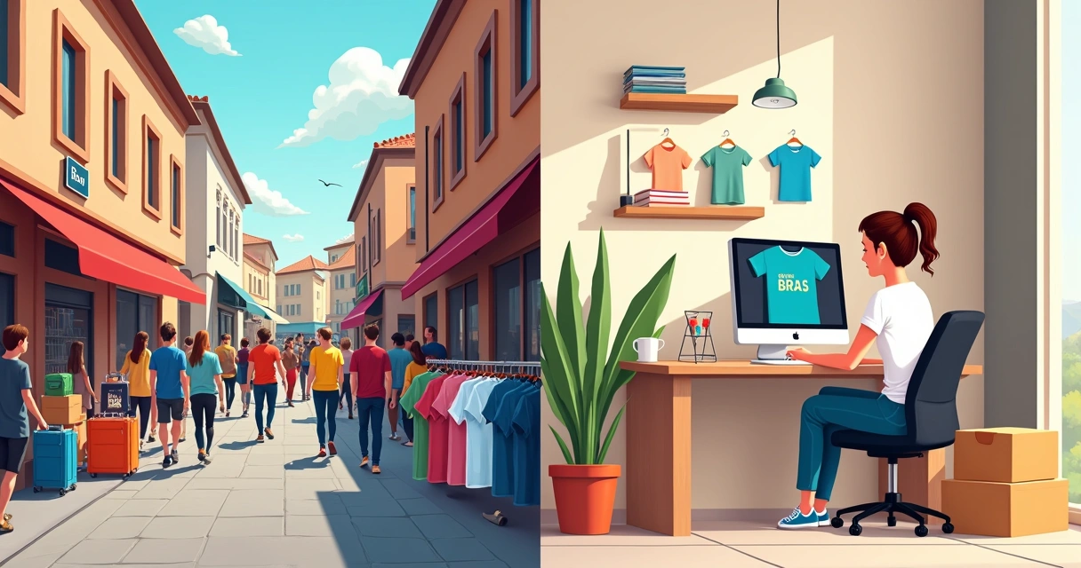 Comparação entre compra no Brás e personalização online 