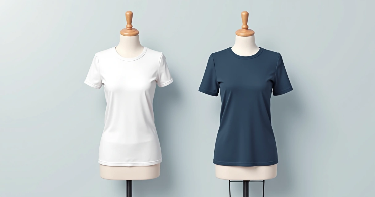 Ilustração comparando baby look e camiseta tradicional lado a lado 