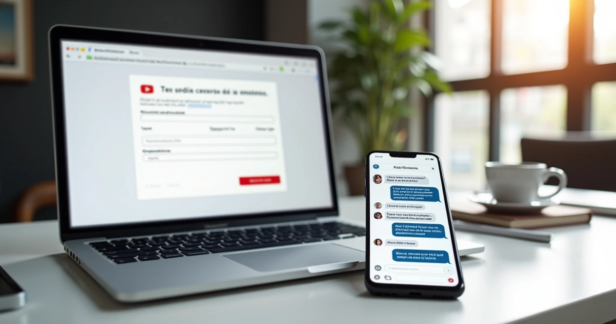 Side-by-side screen of a chatbot and a form on a laptop and mobile phone