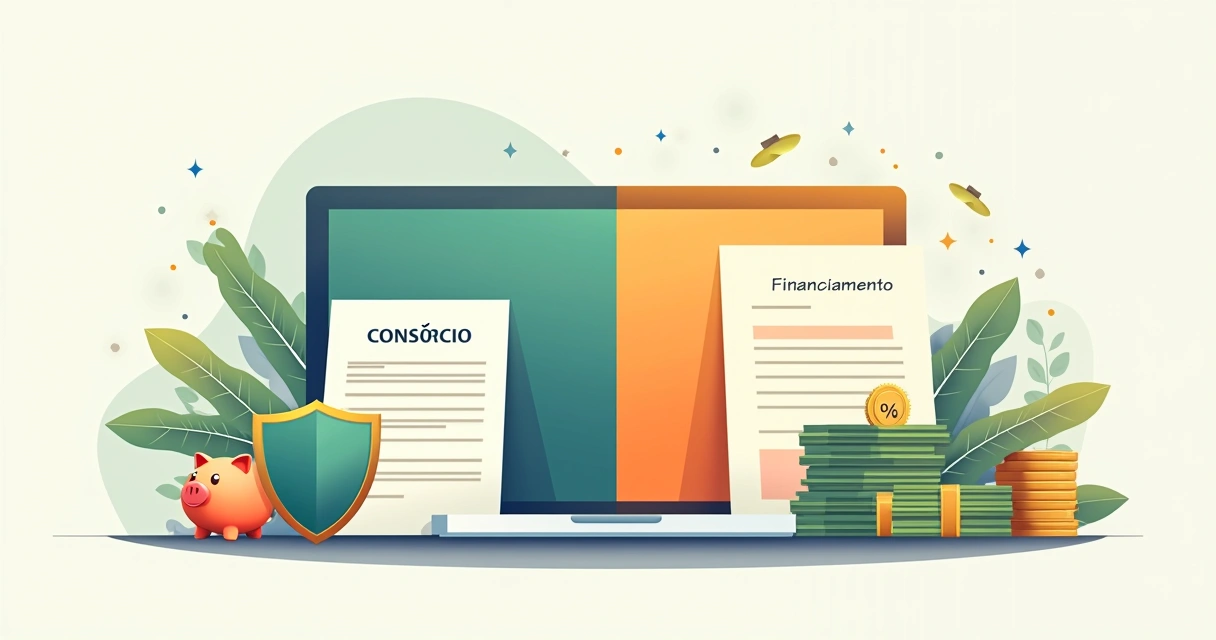 Comparação visual entre consórcio e financiamento para imóveis 