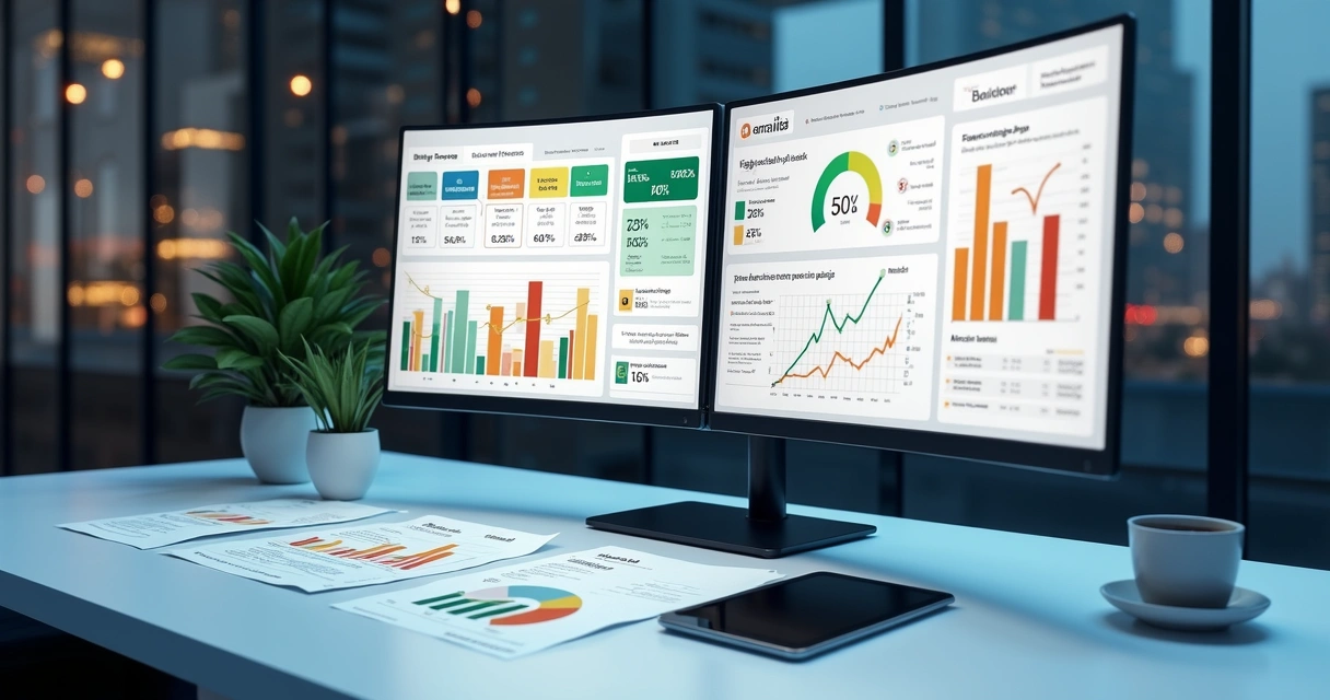 Comparação visual entre dois construtores de sites e resultados de negócios em tela widescreen 