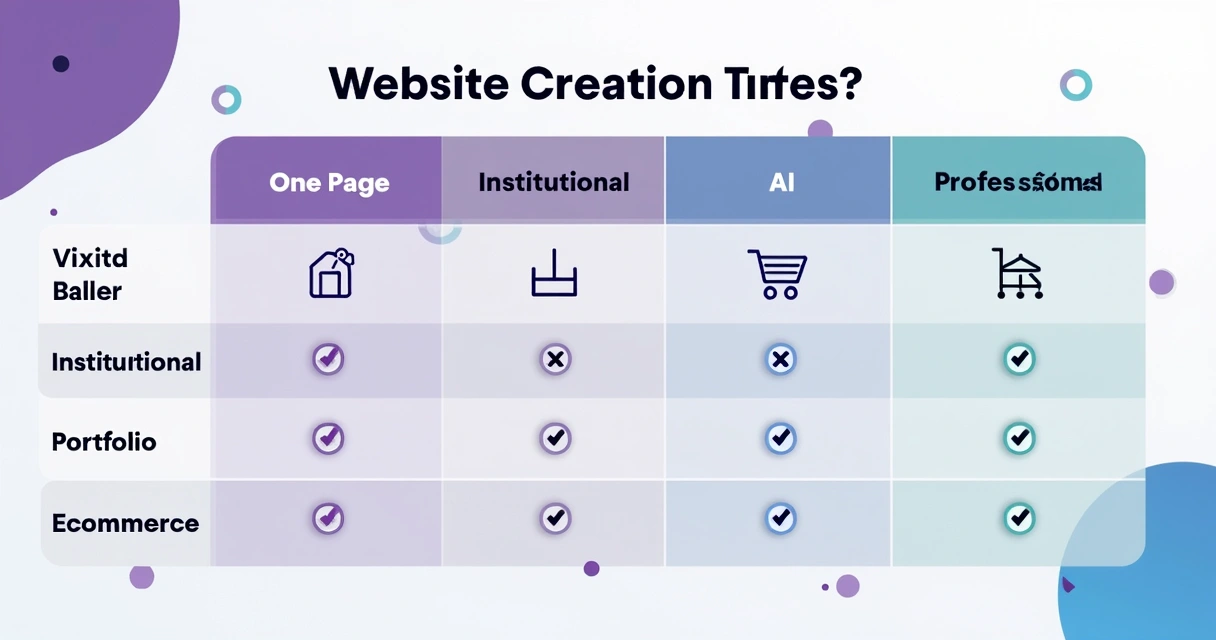 Quadro comparativo com tempo médio para criar sites de diferentes tipos e métodos