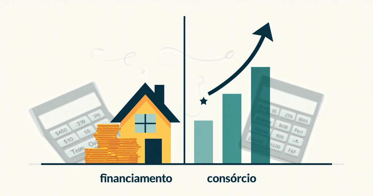 Gráfico comparando custos entre financiamento e consórcio imobiliário 
