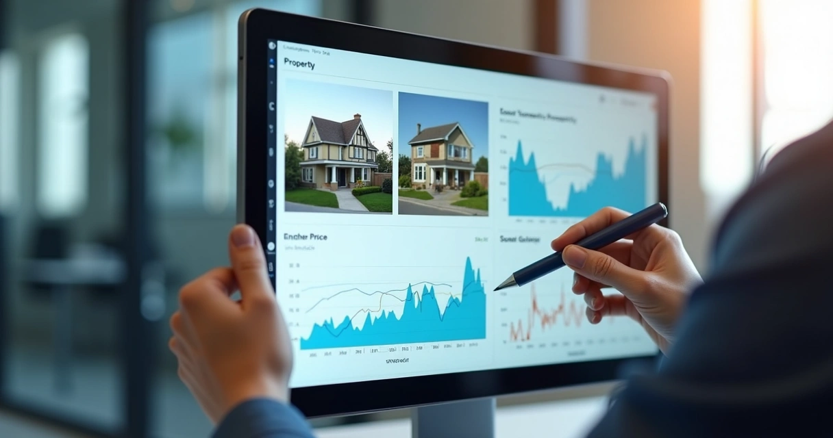 Tela com gráficos comparando avaliações de imóveis por IA 