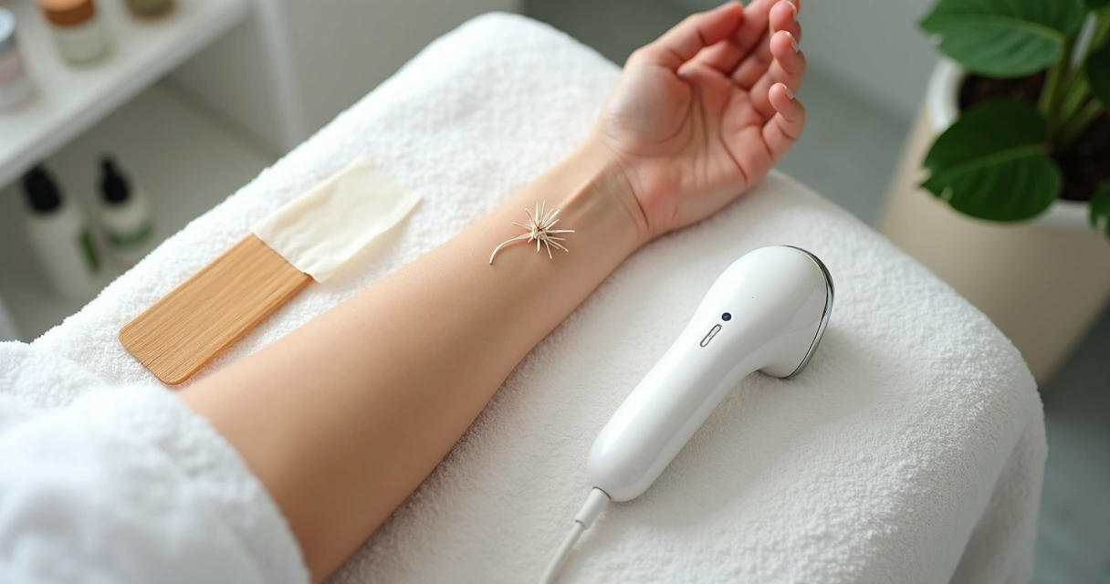 Comparação de depilação a laser e cera sobre a pele feminina na clínica 