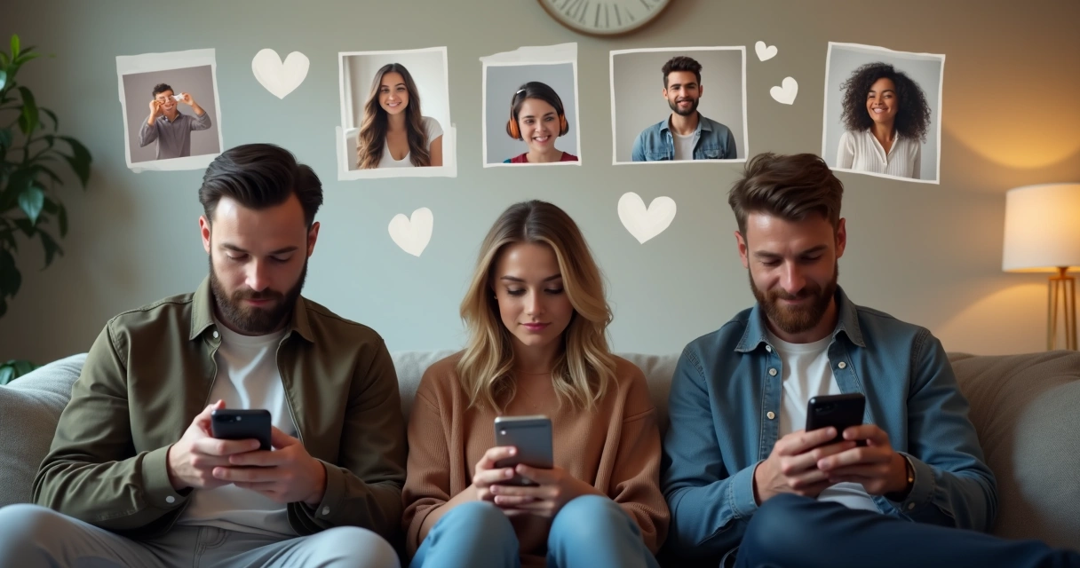 Adultos comparando imagens em redes sociais