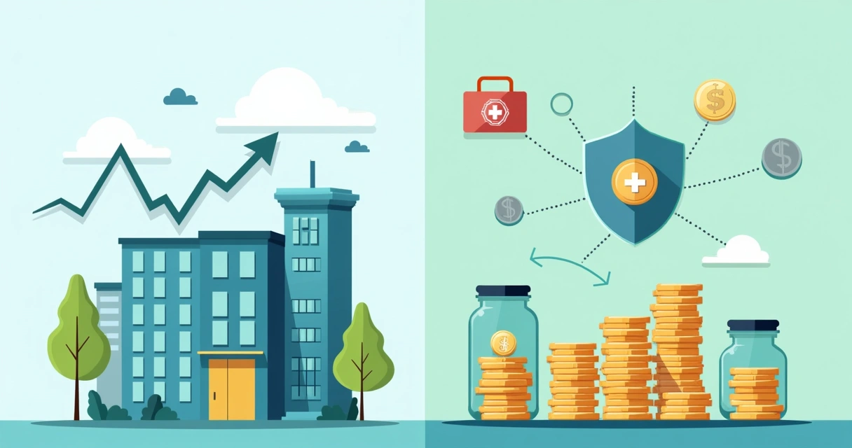 Comparação visual entre renda passiva e reservas diversificadas 