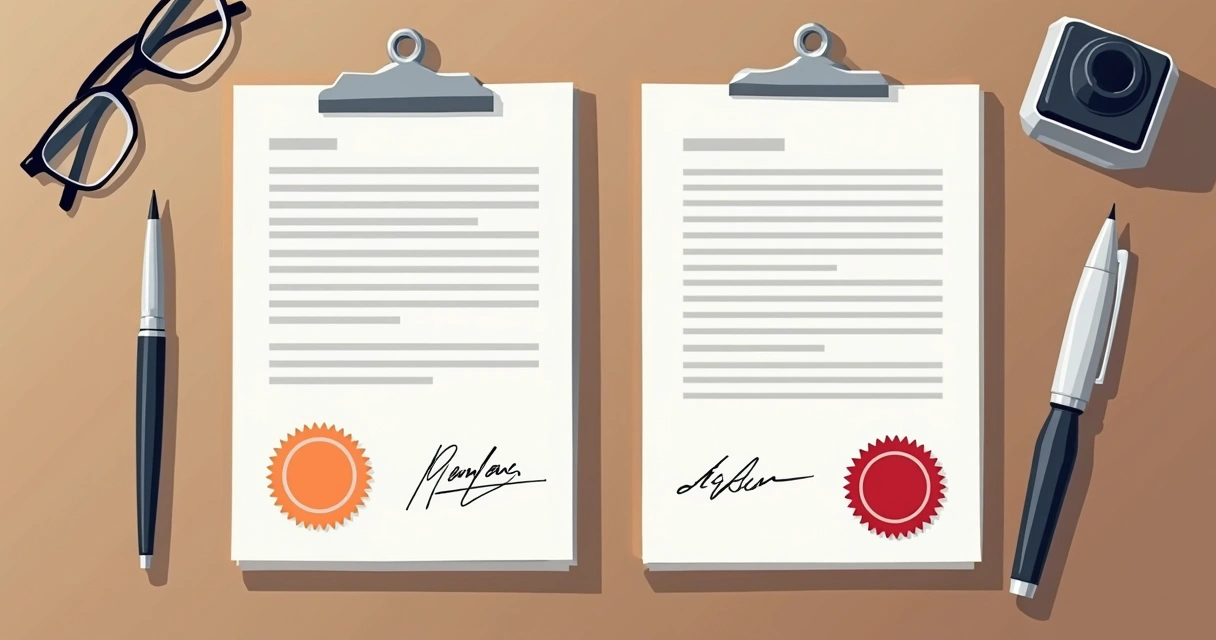 Dois documentos lado a lado, um com selo e assinatura de tradutor juramentado e outro sem. 