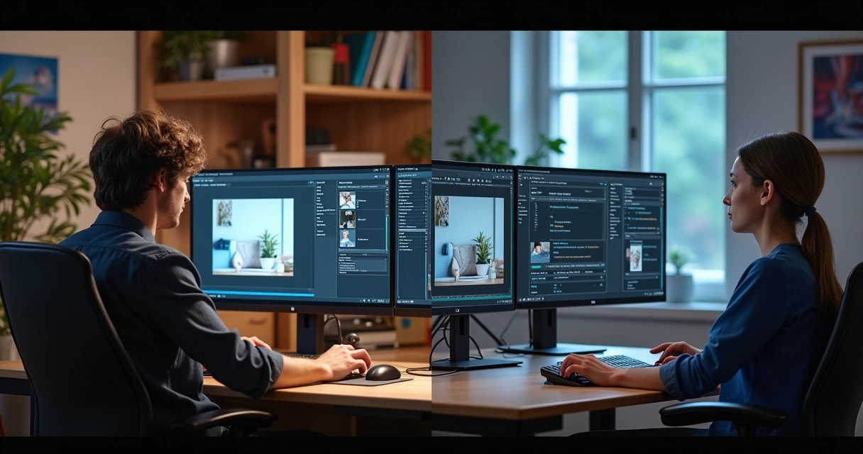 Comparação entre edição manual e automática de foto de produto