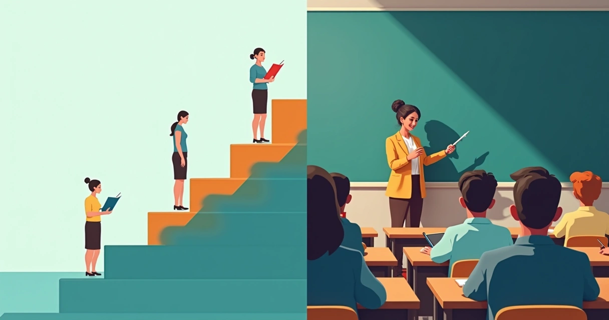 Comparação visual entre modelos de ensino corporativo e tradicional 