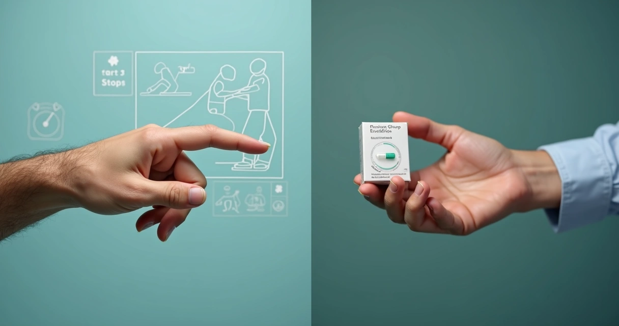 Comparação visual entre exercícios e medicamentos para ejaculação precoce