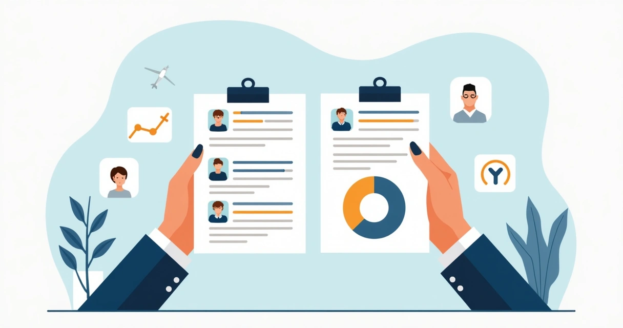 Profissional comparando gráficos de feedback de clientes entre empresas