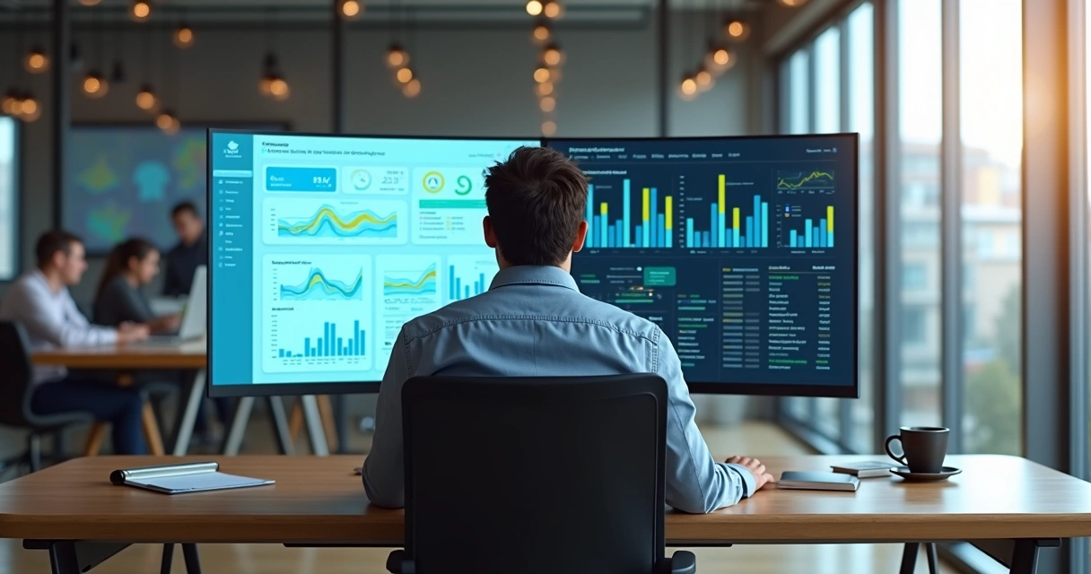 Founder analisando gráficos comparando ferramenta moderna de dados e BI tradicional 
