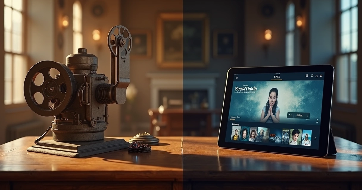 Comparação de uma mídia tradicional de cinema com uma moderna de streaming 