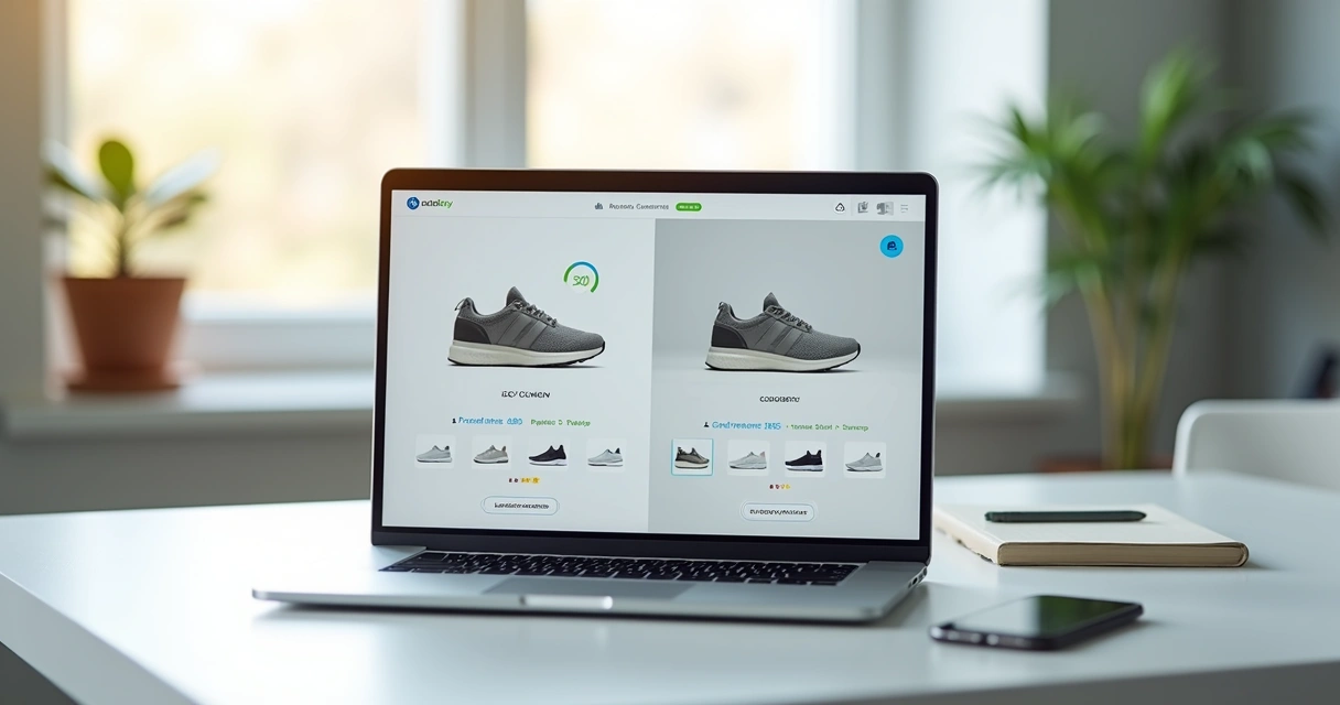 Comparação entre foto 360 de produto e foto tradicional em uma loja virtual 