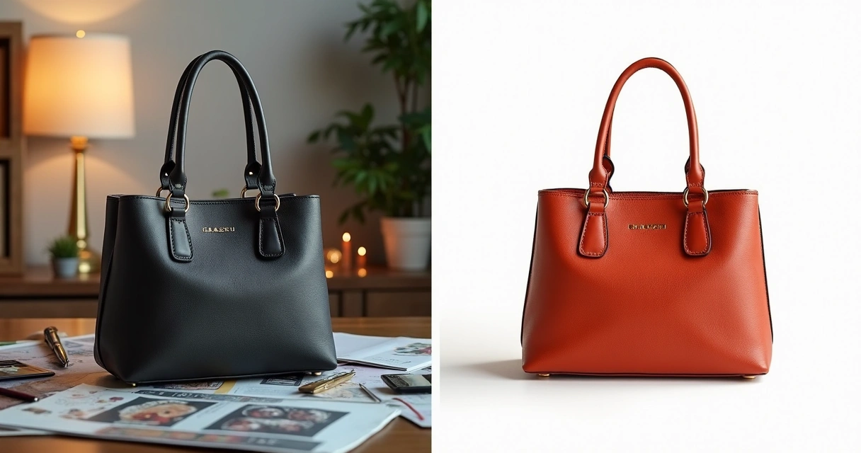 Comparação de fotos de produto amador e profissional lado a lado