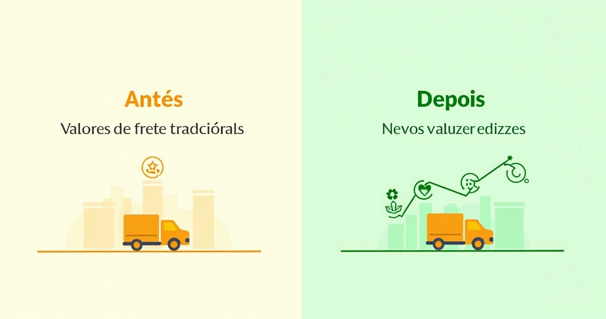 Tabela simplificada mostrando comparação do frete do Mercado Livre antes e depois 