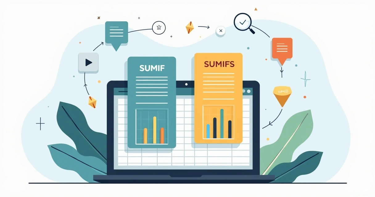 Tela de computador com planilha do Excel destacando funções SOMASE e SOMASES lado a lado 
