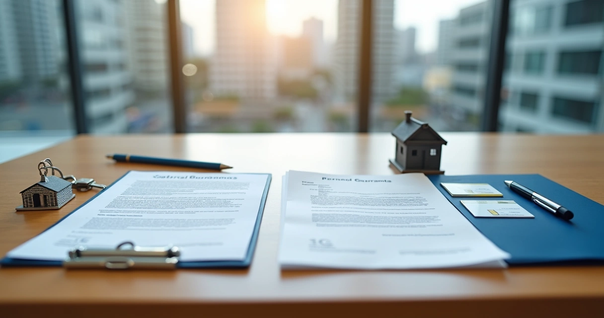 Mesa com dois contratos de financiamento lado a lado comparando tipos de garantia 