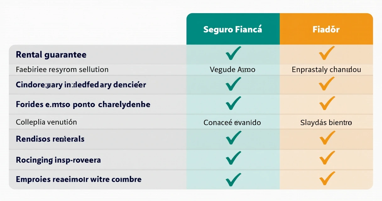 Tabela comparando seguro fiança, fiador e caução lado a lado 