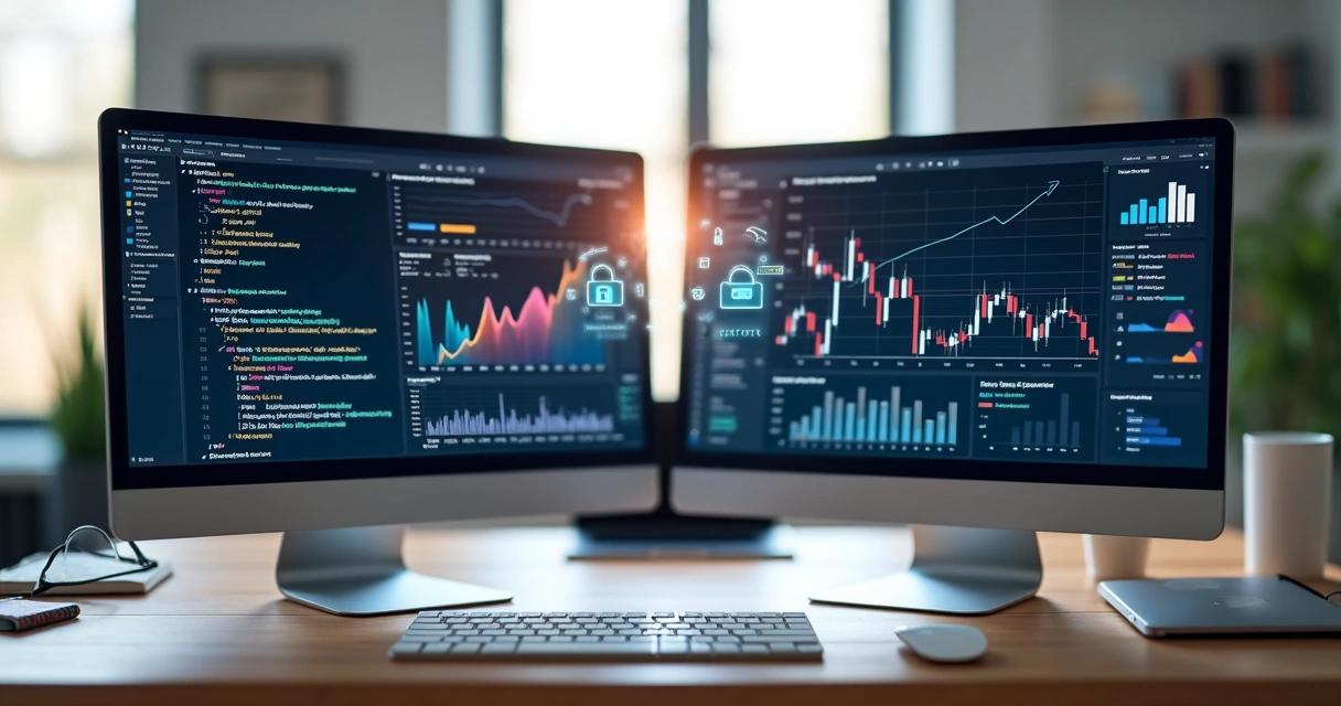 Comparação entre gateway próprio e terceirizado representada por duas telas digitais lado a lado com gráficos e símbolos de pagamento 