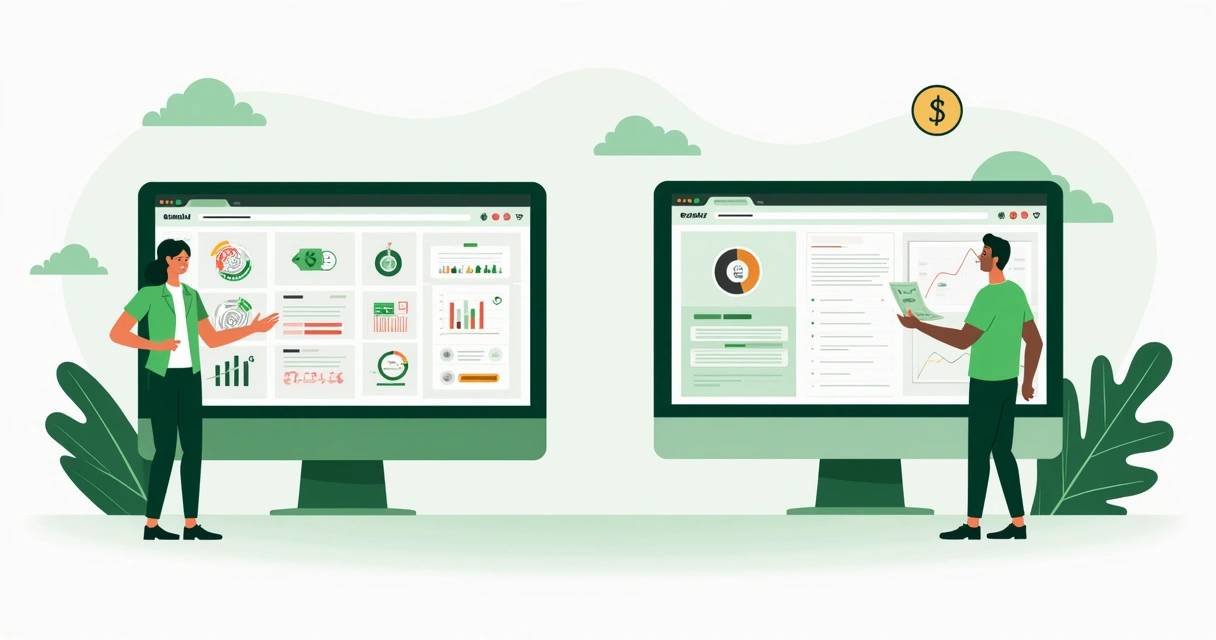 Duas telas de computador comparando prazos e taxas de dois gateways digitais 