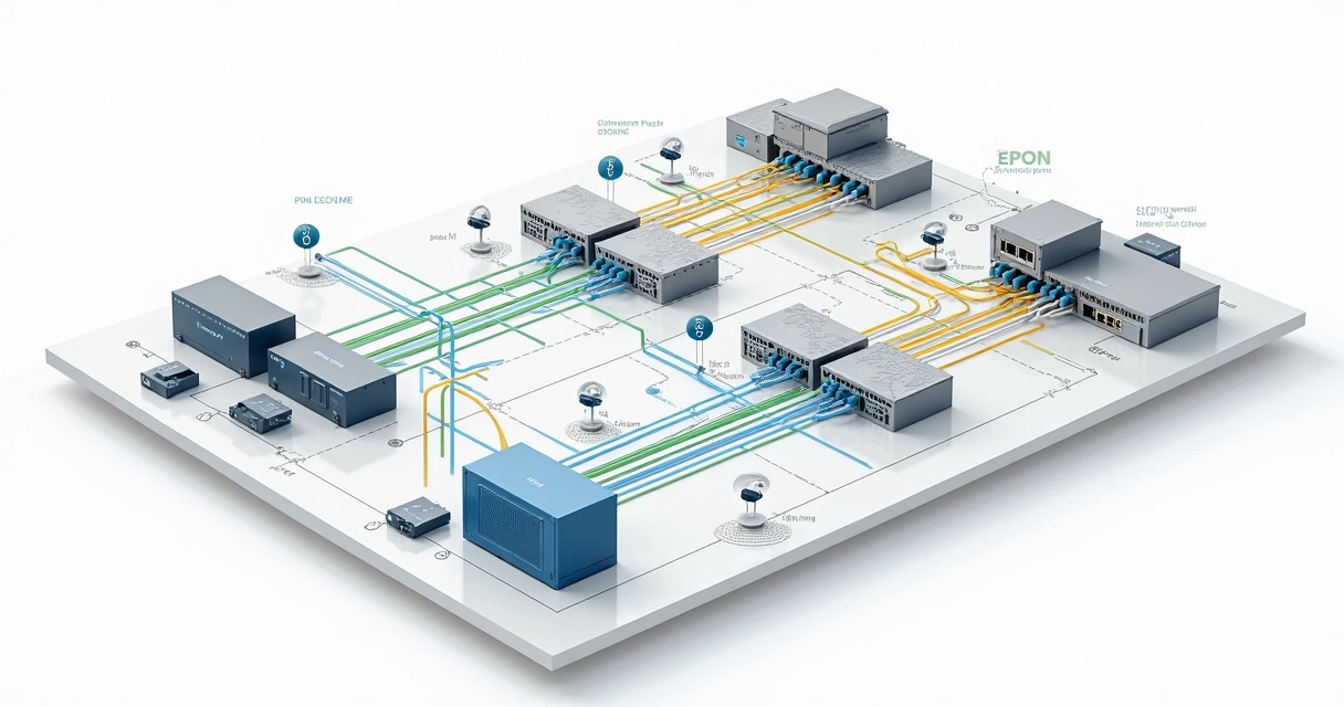 Diagrama comparando redes GPON e EPON 